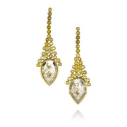 Todd Reed earrings with Natural colored fancy cut diamonds (~14.88ct), natural colored rose cut diamonds (~4.16ct), and 18k yellow gold.